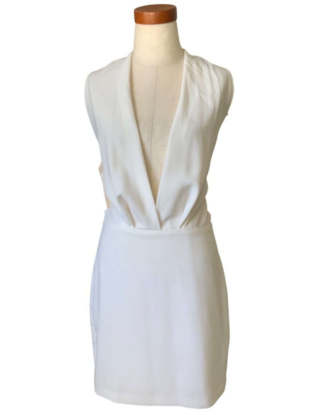 Amanda Uprichard Womens White Halter Plunge Mini Dress Lined boned  Small
